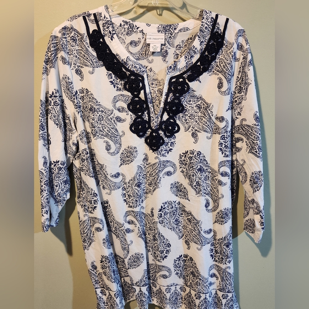 Liz Claiborne Tunic 3/4 Sleeve Top